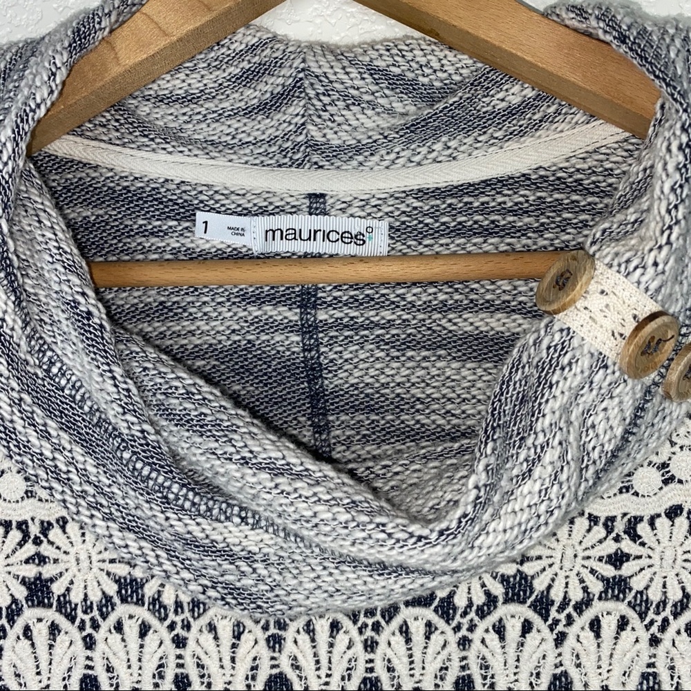 Maurices + Crochet Lace Cowl Marled Tunic Sweater - Picture 4 of 8